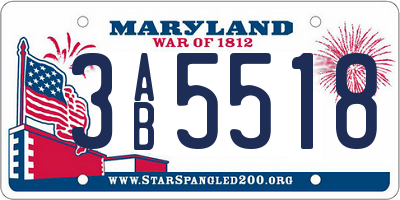 MD license plate 3AB5518