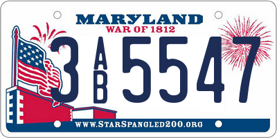MD license plate 3AB5547