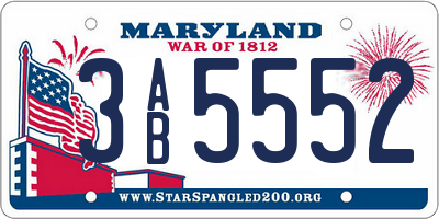 MD license plate 3AB5552