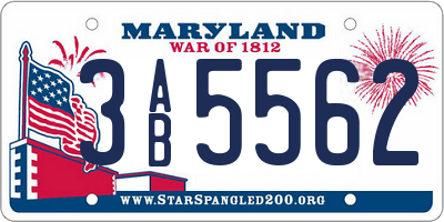MD license plate 3AB5562
