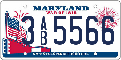MD license plate 3AB5566