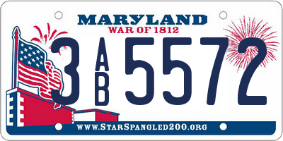 MD license plate 3AB5572