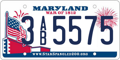 MD license plate 3AB5575