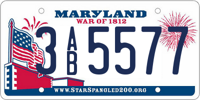 MD license plate 3AB5577