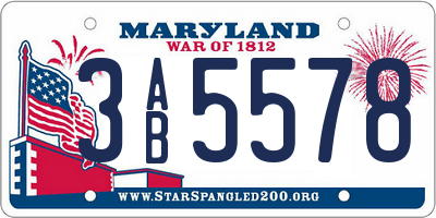 MD license plate 3AB5578