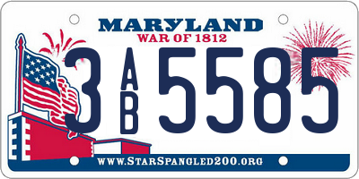 MD license plate 3AB5585