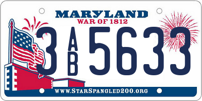 MD license plate 3AB5633
