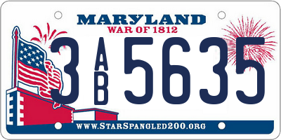 MD license plate 3AB5635