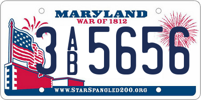 MD license plate 3AB5656