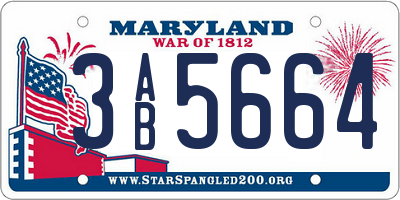 MD license plate 3AB5664