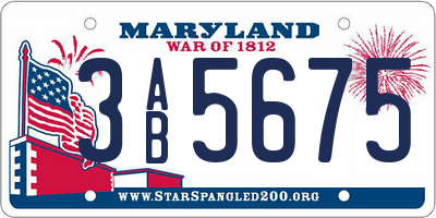 MD license plate 3AB5675