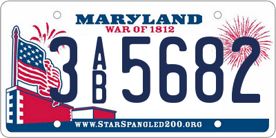 MD license plate 3AB5682