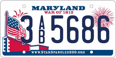 MD license plate 3AB5686