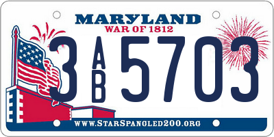 MD license plate 3AB5703