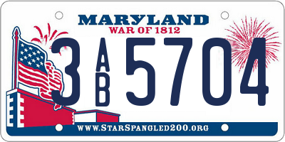 MD license plate 3AB5704