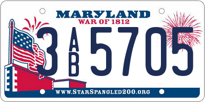 MD license plate 3AB5705