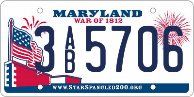 MD license plate 3AB5706