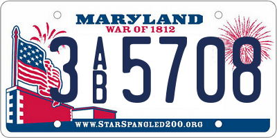 MD license plate 3AB5708