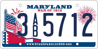MD license plate 3AB5712