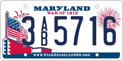 MD license plate 3AB5716