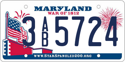 MD license plate 3AB5724