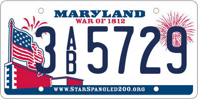 MD license plate 3AB5729