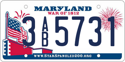 MD license plate 3AB5731