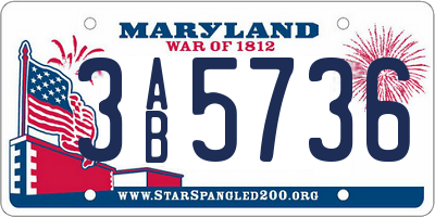 MD license plate 3AB5736