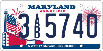 MD license plate 3AB5740