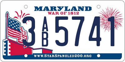 MD license plate 3AB5741