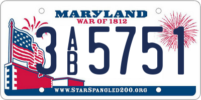 MD license plate 3AB5751