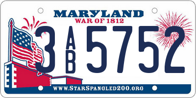 MD license plate 3AB5752