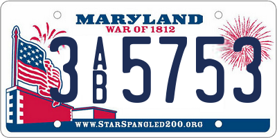 MD license plate 3AB5753