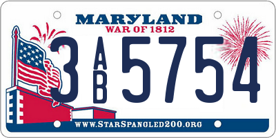 MD license plate 3AB5754