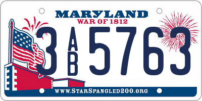 MD license plate 3AB5763