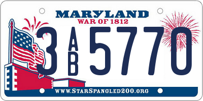 MD license plate 3AB5770