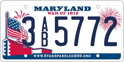 MD license plate 3AB5772