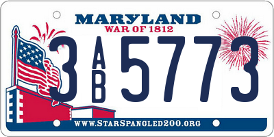 MD license plate 3AB5773