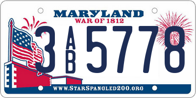 MD license plate 3AB5778