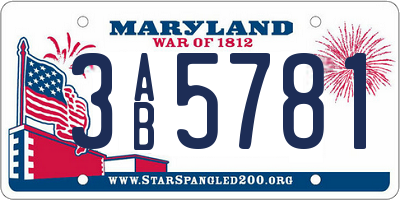 MD license plate 3AB5781