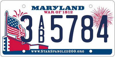 MD license plate 3AB5784