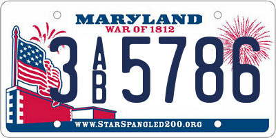MD license plate 3AB5786