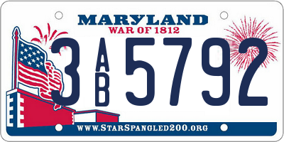 MD license plate 3AB5792