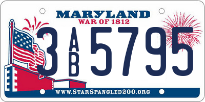 MD license plate 3AB5795