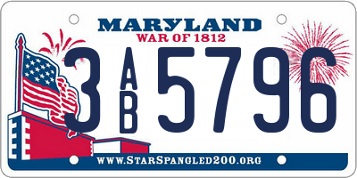 MD license plate 3AB5796