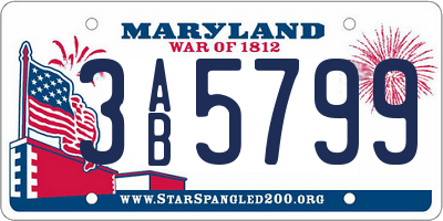 MD license plate 3AB5799