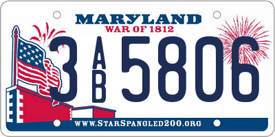 MD license plate 3AB5806
