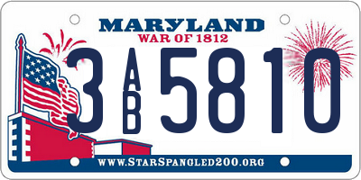 MD license plate 3AB5810