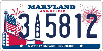 MD license plate 3AB5812