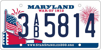 MD license plate 3AB5814